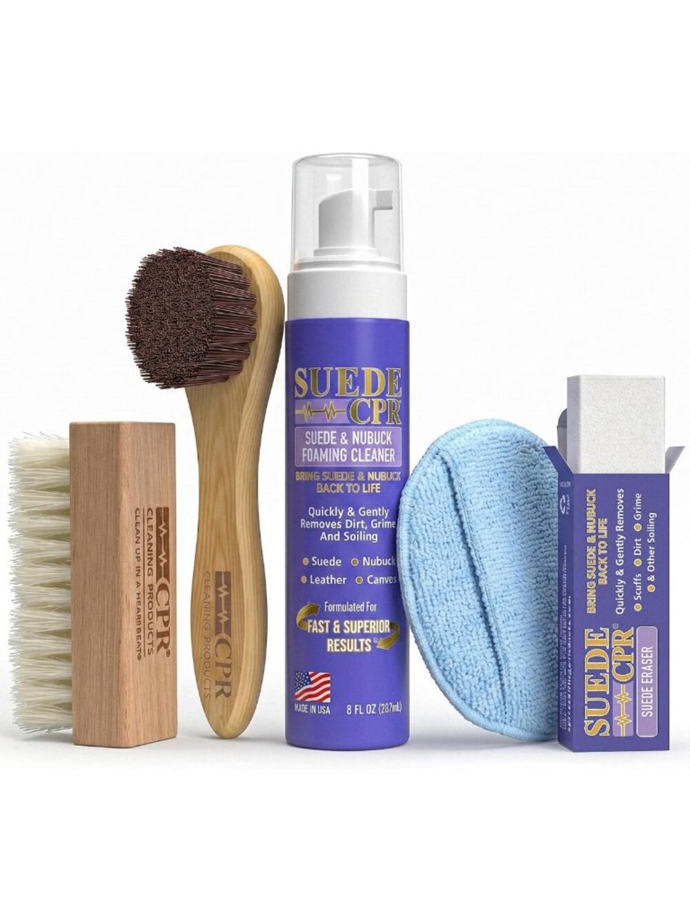 Suede Nubuck Foaming Cleaner Kit - 8 oz, Deep Clean & Revive Your Footwear